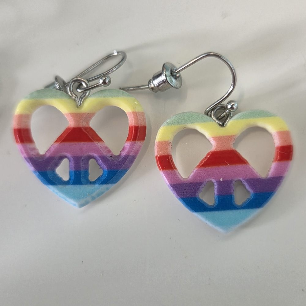 2 For $10 Rainbow Heart Earrings